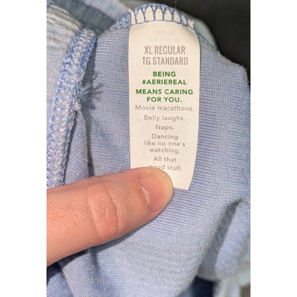 Aerie Pants XL Women's Blue Groove-On Velour High Waisted Flare Pant Ribbed - Picture 6 of 7